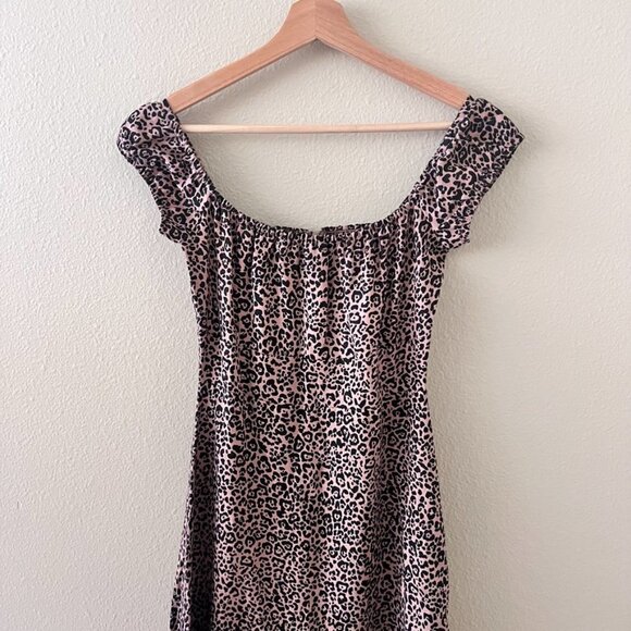 Reformation Toulouse Linen Off Shoulder Leopard Print Midi Dress - Picture 3 of 8